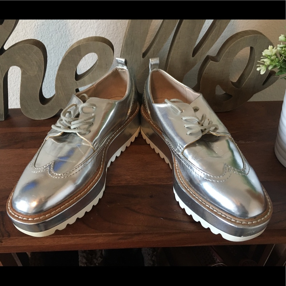 Zara Metallic Silver Platform